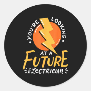 Grappige toekomstige elektricien elektrotechnicus ronde sticker