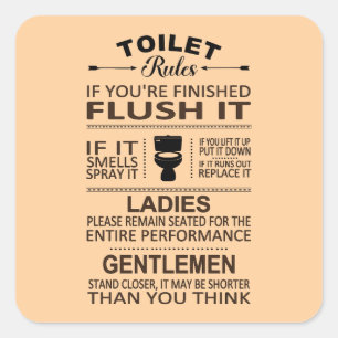 Grappige Toiletregels Badkamer Toilet Humor Vierkante Sticker