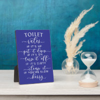 Grappige Toiletregels – Elegante witte tekst op zw