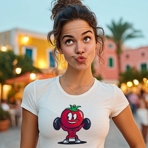 Grappige Tomaten Gewichtheffer – Malle Gym Cartoon T-shirt