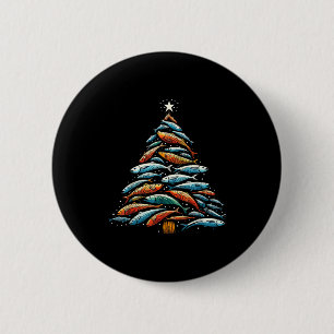 Grappige Tonijn Kerstboom Kerstman Kerst Vis Ronde Button 5,7 Cm