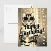 Grappige toostende kat verjaardag briefkaart (Voorkant / Achterkant)