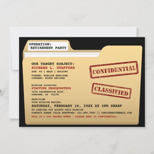 Grappige Top Secret Files Verrassing Pensioen Part Kaart (Voorkant)