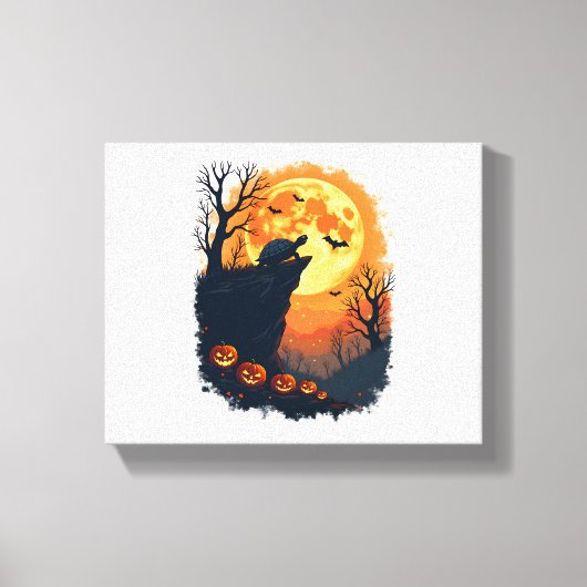 Grappige Tortoise Halloween Silhouette Spooky Tort Canvas Afdruk (Voorkant)
