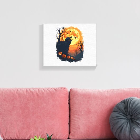 Grappige Tortoise Halloween Silhouette Spooky Tort Canvas Afdruk (Insitu (Woonkamer))