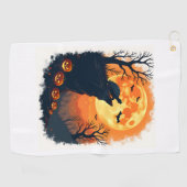Grappige Tortoise Halloween Silhouette Spooky Tort Golfhanddoek (Horizontaal)