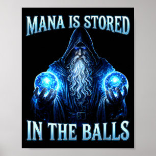 Grappige tovenaar magiër tovenares mana wordt opge poster