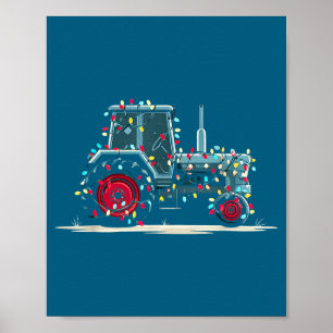 Grappige Tractor Kerst Grafische Verlichting Liefh Poster