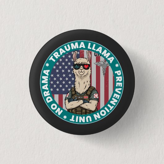 Grappige Trauma Llama Preventie Unit Medische Butt Ronde Button 3,2 Cm (Voorkant)