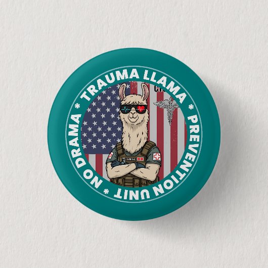 Grappige Trauma Llama Preventie Unit Medische Butt Ronde Button 3,2 Cm (Voorkant)