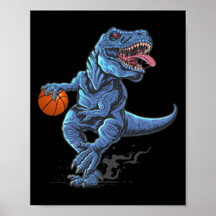 Grappige Trex-dinosauriër speelt Skelet-spelerlief Poster