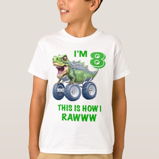 Grappige Trex dinosaurus monster truck T-shirt (Voorkant)