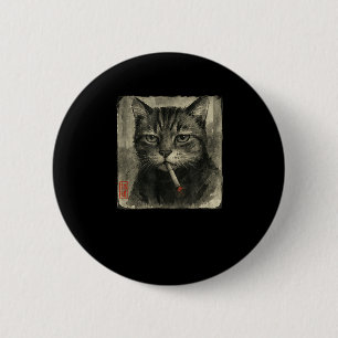 Grappige Trieste Kat Roken Sigaret Meme Lover Sumi Ronde Button 5,7 Cm