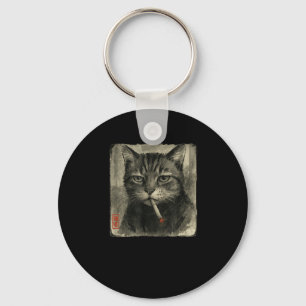 Grappige Trieste Kat Roken Sigaret Meme Lover Sumi Sleutelhanger