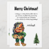 Grappige Troll Christmas Kaart met aangepaste naam (Voorkant / Achterkant)