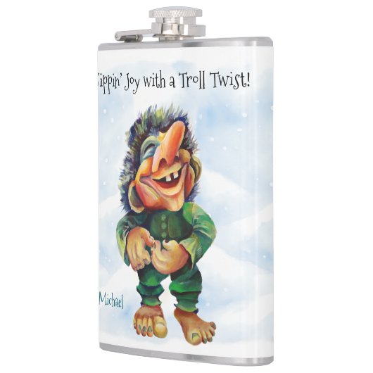 Grappige Troll Hip Flask Sippin 'Joy met een Twist Heupfles (Links)