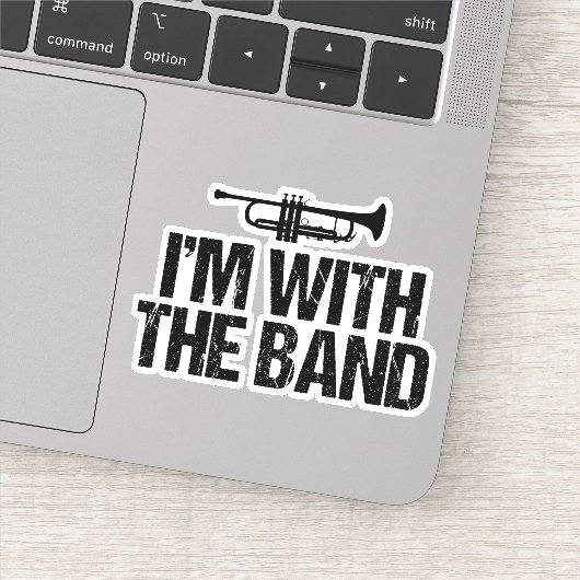 Grappige trompet Ik ben met de band laptop Sticker (Detail)