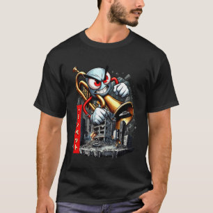 Grappige Trompet Instrument Kaiju Monster Japans T-shirt