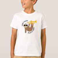 Grappige trompet luiaard T-shirt voor kinderen