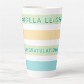 Grappige Tropics Cabana Stripes Latte Mok (Voorkant)