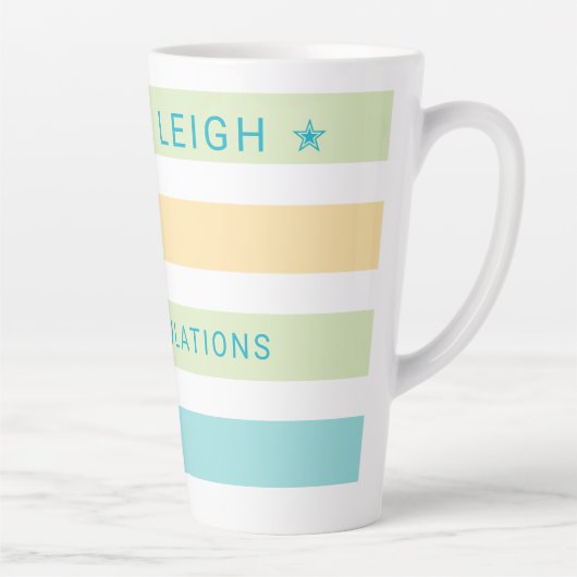 Grappige Tropics Cabana Stripes Latte Mok (Rechts)