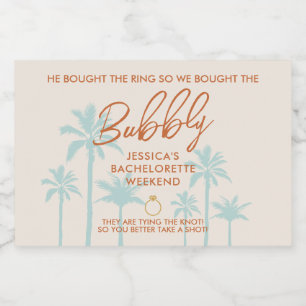 Grappige Tropische Bachelorette Weekend Mini Sparkling Wijnetiket