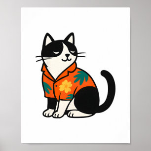 Grappige Tropische Kat Hawaiaanse Aloha Vakantie O Poster