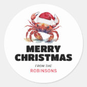 Grappige Tropische Kerstman Krab Kerstmis Ronde Sticker (Voorkant)