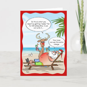 Grappige tropische kerstman Santa Rudolph Feestdagen Kaart