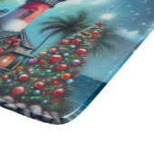 Grappige tropische kerstvuurtoren Blauwgroen rood Snijplank (Hoek)