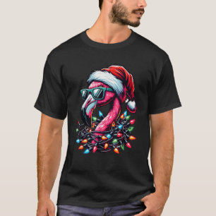 Grappige Tropische Roze Flamingo Kerstmis in juli T-shirt