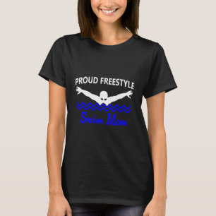 Grappige Trots Freestyle Zwem Moeder ondersteuning T-shirt