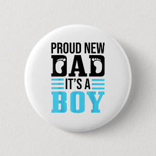 Grappige Trots Nieuwe Vader Het Is Een Jongen Gesc Ronde Button 5,7 Cm