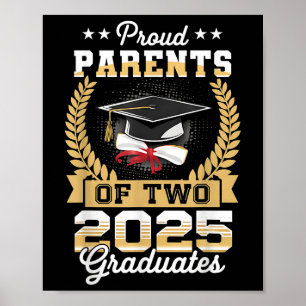 Grappige trotse ouders van een twee 2025 Afstudere Poster