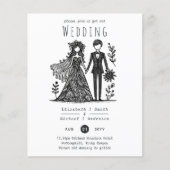 Grappige Trouw Cartoon Bruid Bruidegom Handgeteken (Voorkant)