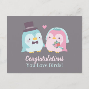 Grappige trouwgelukwensen Pinguïn Liefdesvogels Briefkaart