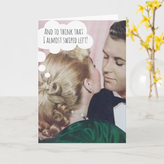 Grappige trouwkaart voor stel dat online elkaar he kaart (Gele Bloem)