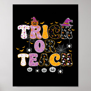 Grappige truc of leer Halloween leraar Poster