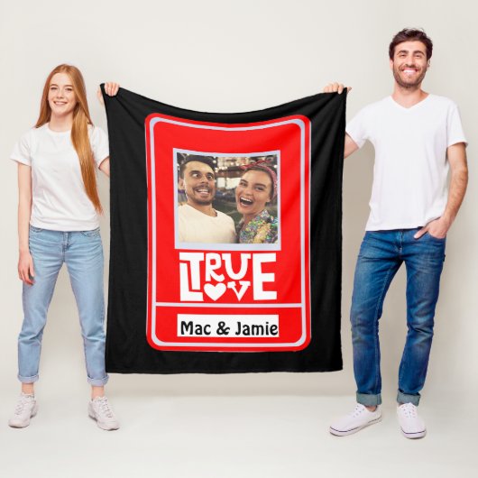 GRAPPIGE True Love Couple's Foto Namen Fleece Deken (In situ)