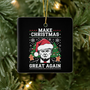 Grappige Trump 2024 Maak Kerstmis weer geweldig Keramisch Ornament