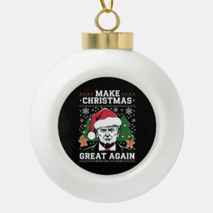 Grappige Trump 2024 Maak Kerstmis weer geweldig Keramische Bal Ornament