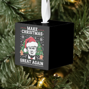 Grappige Trump 2024 Maak Kerstmis weer geweldig Kubus Ornament