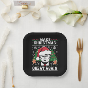 Grappige Trump 2024 Maak Kerstmis weer geweldig Papieren Bordje