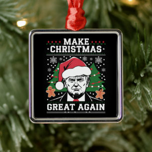 Grappige Trump 2024 Maak Kerstmis weer Groot Metalen Ornament