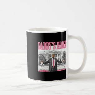 Grappige Trump 2024 Papa is Thuis Witte Huis Roze Koffiemok
