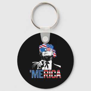 Grappige Trump 4 juli Merica Amerikaanse vlag Sung Sleutelhanger