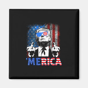 Grappige Trump 4 juli Merica Amerikaanse vlag zonn Magneet