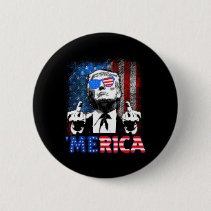 Grappige Trump 4 juli Merica Amerikaanse vlag zonn Ronde Button 5,7 Cm