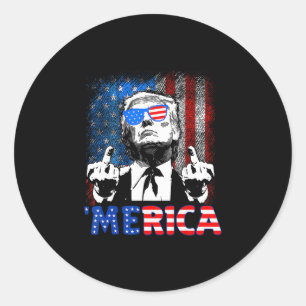 Grappige Trump 4 juli Merica Amerikaanse vlag zonn Ronde Sticker