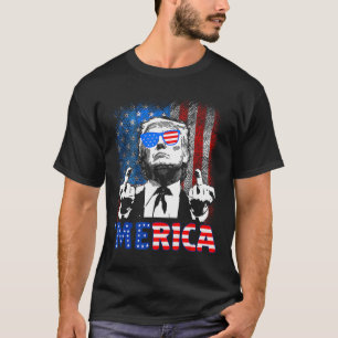 Grappige Trump 4 juli Merica Amerikaanse vlag Zonn T-shirt